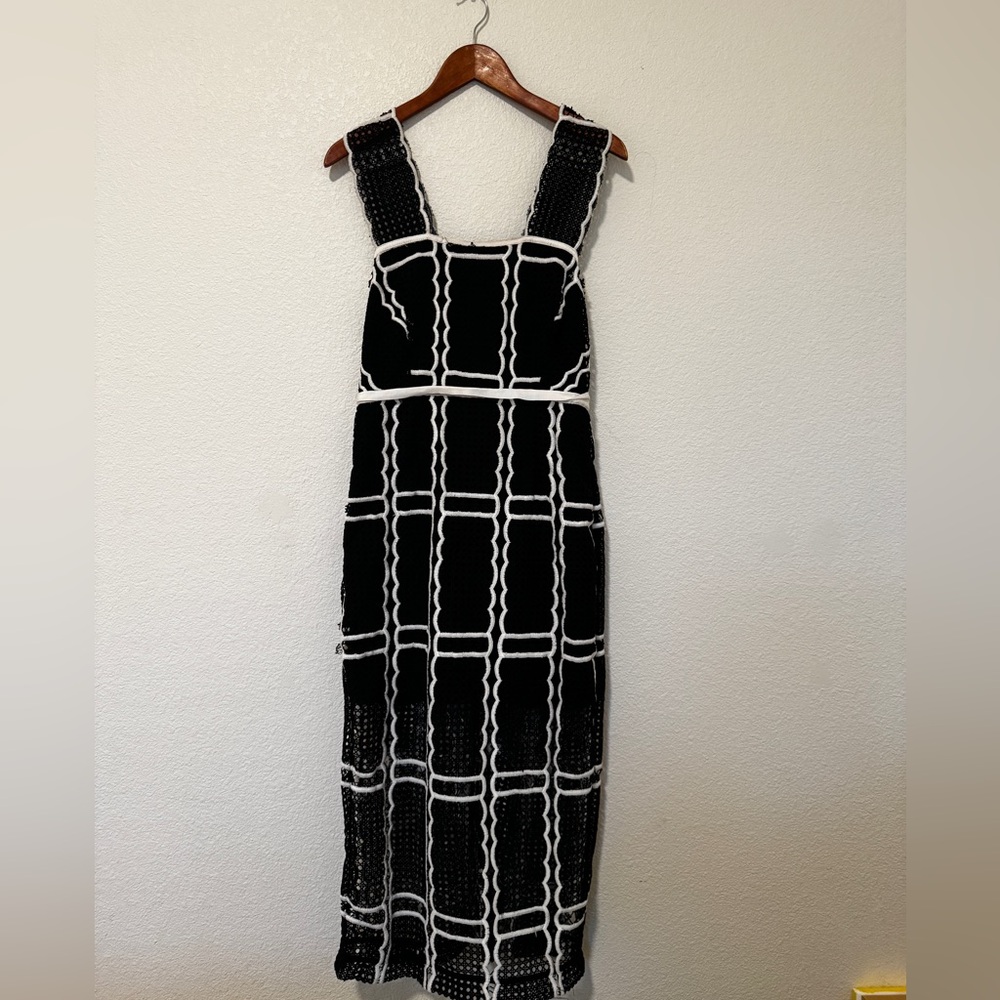 Alice McCall Black and White Checkered Midi Dress